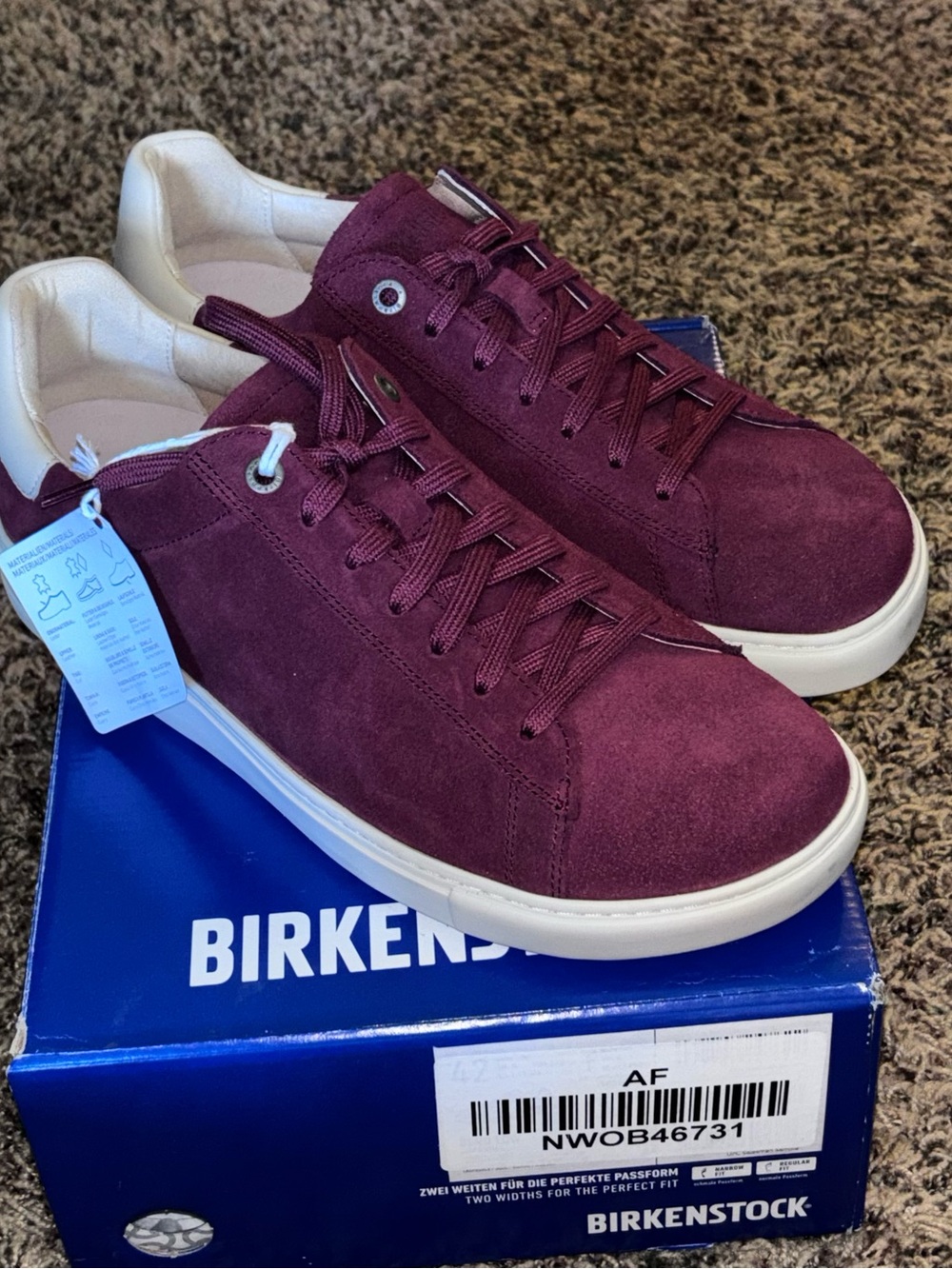 Birkenstock Bend Low Women's Size 9 Men’s 11 EU 42 Suede Zinfandel Sneakers